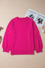 Cargar imagen en el visor de la galería, Strawberry Pink Pearled Decor Raglan Sleeve Plus Size Sweater
