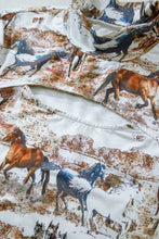 Load image into Gallery viewer, Brown Western Wild Horses Print Hollow-out High Neck Top
