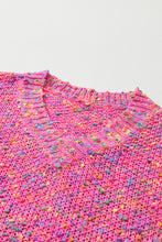 Cargar imagen en el visor de la galería, Dark Pink Colorful Spots Knitted V Neck Casual Sweater
