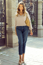 Cargar imagen en el visor de la galería, Apricot Lantern Sleeve V Neck Knot Back Sweater
