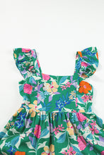 Load image into Gallery viewer, Green Floral Print Sleeveless Ruffle Tiered Maxi Dress
