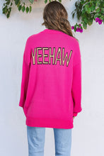 Cargar imagen en el visor de la galería, Hot Pink YEEHAW Cowboy Hat Drop Shoulder Oversized Sweater
