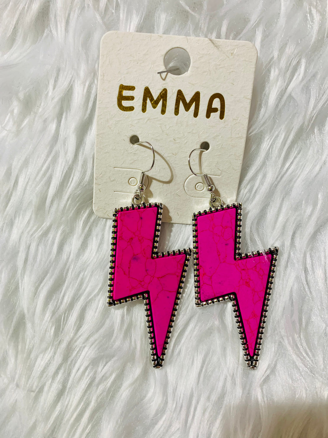 Hot Pink Lightning Bolt Cowgirl Earrings