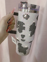 Load and play video in Gallery viewer, Cowgirl Cow Print Crystal Tumbler with Metal &amp; Plastic Straw With Cleaner
