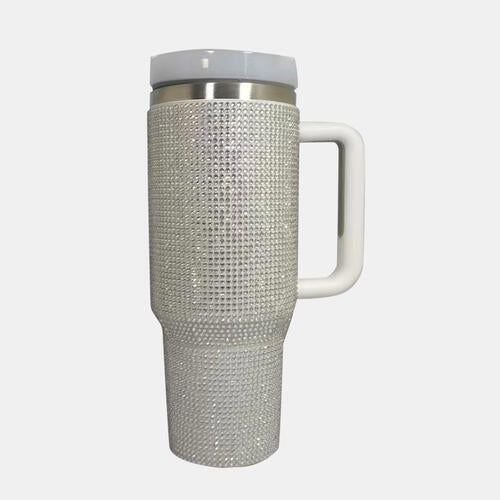 Rhinestone Stainless Steel Tumbler with Lid and Straw