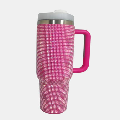 Rhinestone Stainless Steel Tumbler with Lid and Straw